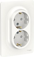 Розетка с заземлением Schneider Electric Unica New 1-м. 2 мод. шторки белый картинка